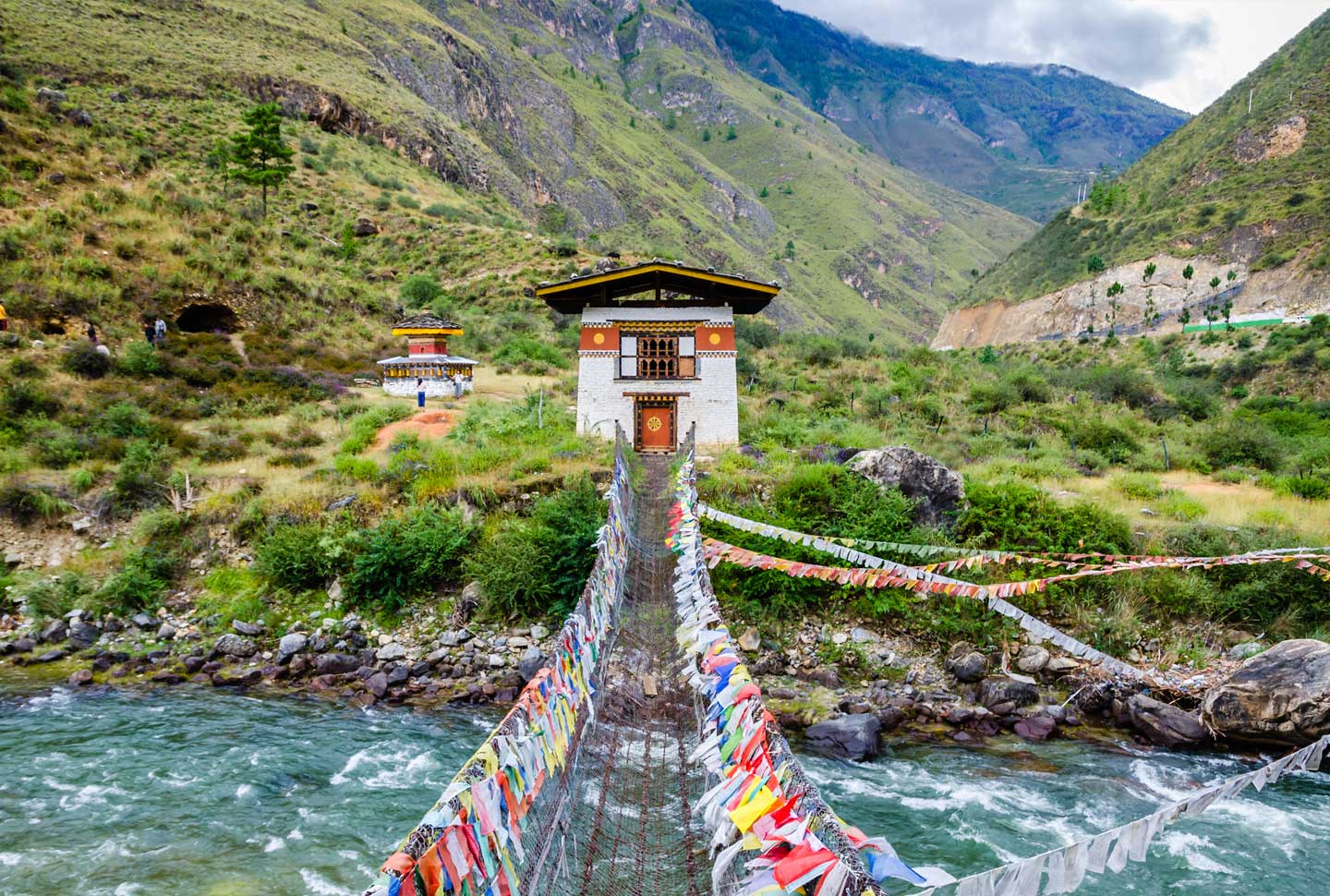 Iron Chain Bridge of Tamchog Lhakhang Monastery, Paro River, Bhutan